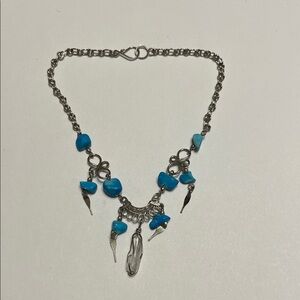Silver and Turquoise Blue Stone Anklet.